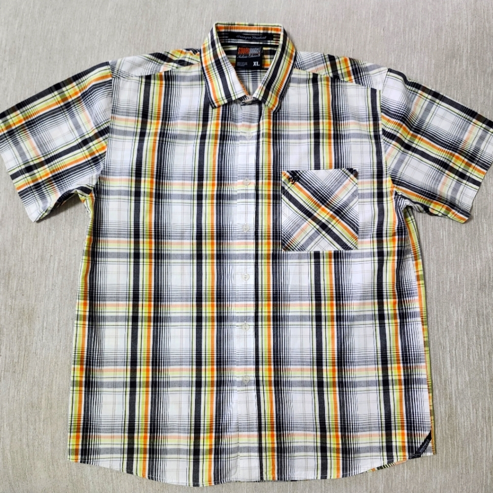 Southpole Authentic Collection Multicolor Plaid SL Collard Button Shirt Men S XL